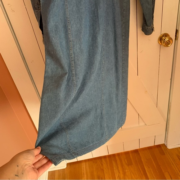 Vintage Denim Maxi Dress Button Down Perfect Western Dress 100% Cotton - Picture 14 of 14